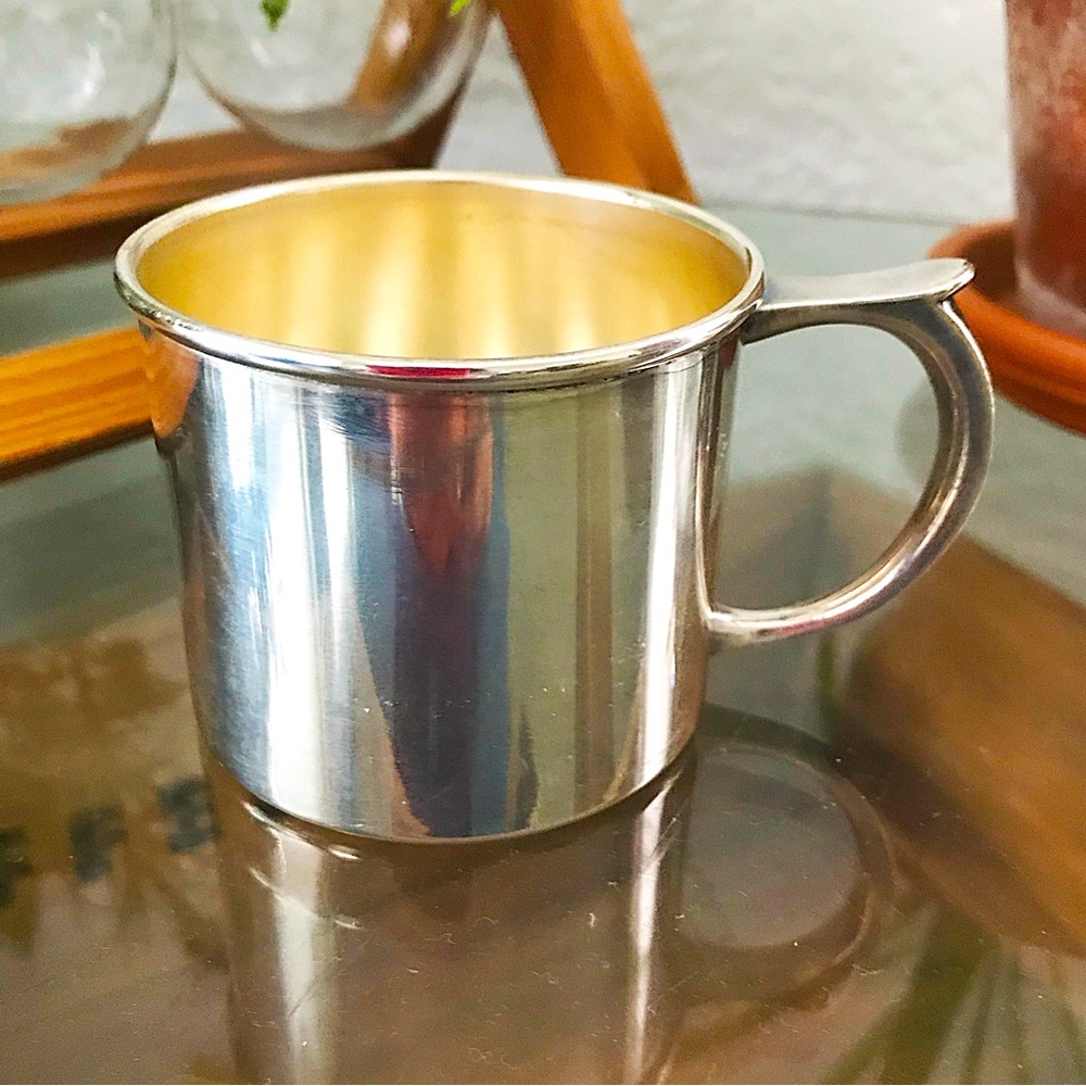 Vintage 1930s Armor Silver Electroplated Handled Baby Cup Mug, Unengraved